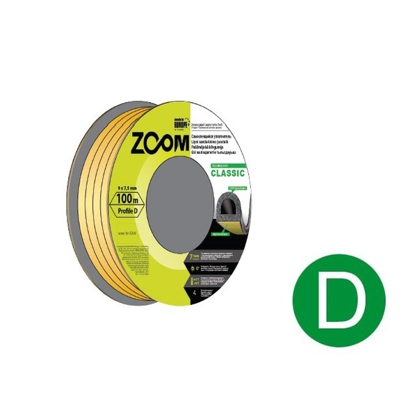 Уплотнитель ZOOM CLASSIC E 9*4мм 150(2*75)м белый Уплотнитель ZOOM CLASSIC E 9*4мм 150(2*75)м белый